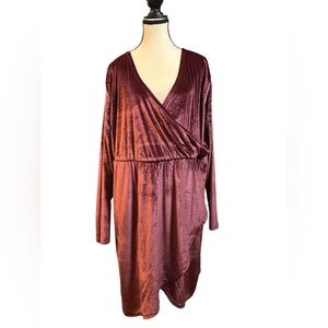 Elegant Burgundy Velvet Wrap Dress